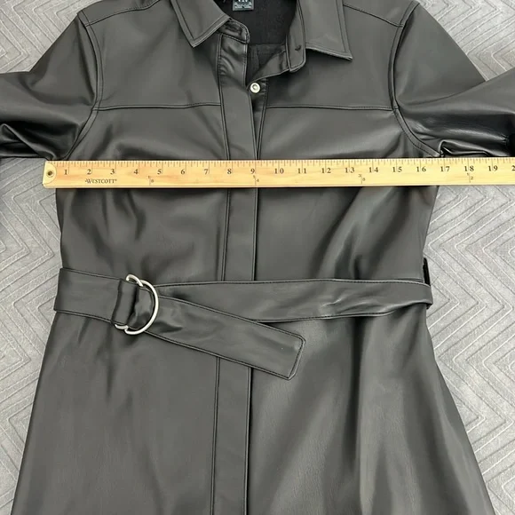 NWT French Connection Patti Long Sleeve Faux Leather Shirtdress - Picture 9 of 12